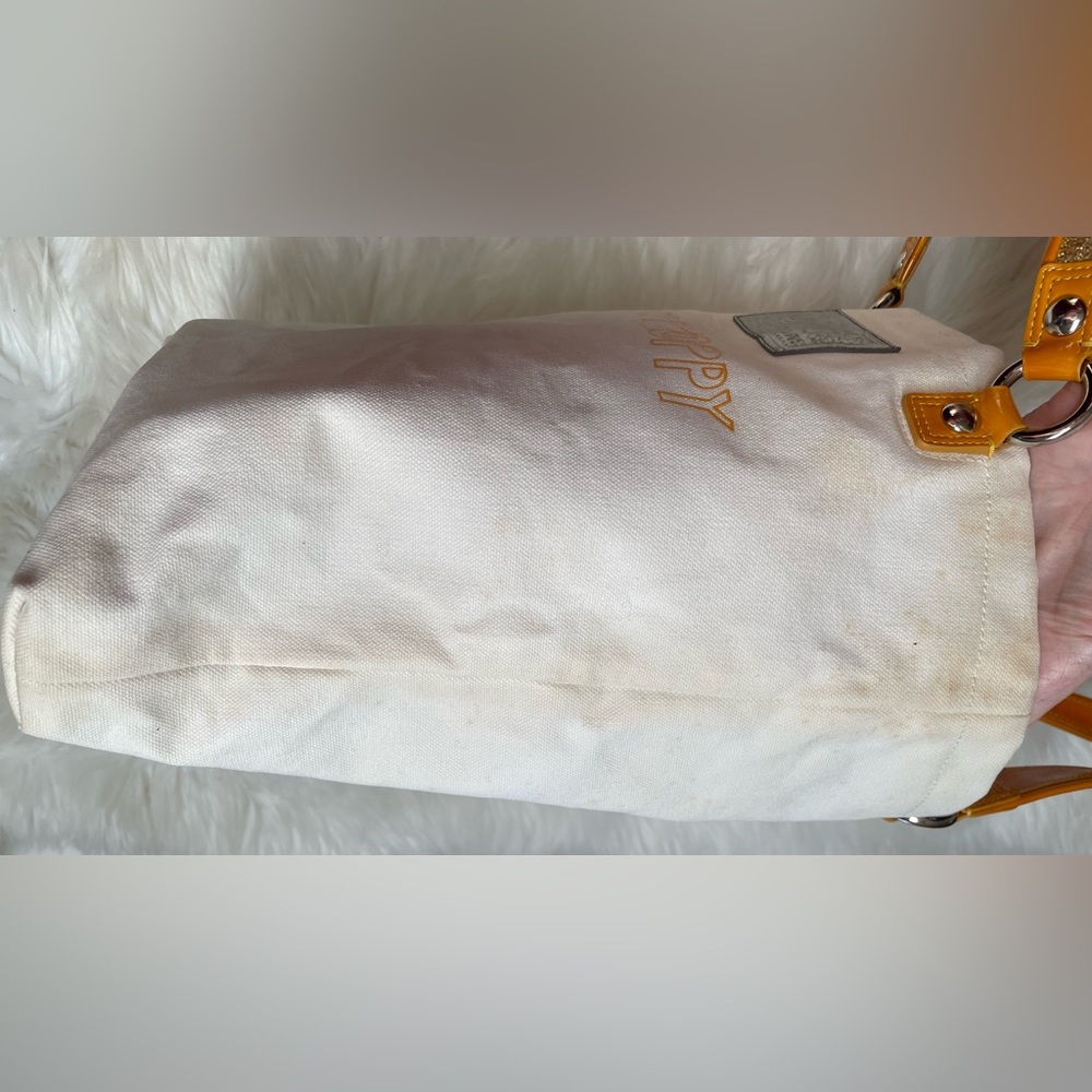 COACH Poppy Chan LEMON White Canvas Tote Bag - Picture 8 of 14
